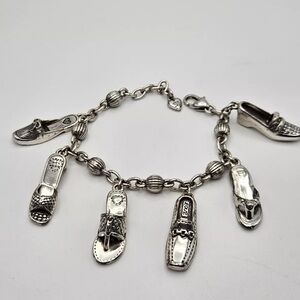 Brighton Silver-Tone Shoe Charm Bracelet 8” Heels Flats Sandals